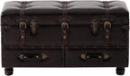 Vintage Storage Bench Upholstered Mid-Century Faux Leather Storage Ottoman Bed Bench Storage Chest for Hallway, Entryway, Bedroom, Dark Brown