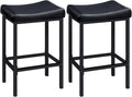 HOOBRO Bar Stools, Set of 2 Bar Chairs, Counter Height Stools, Saddle Barstools with Curved Surface, 24.8 Inches, 2.4" Thick Upholstery, for Kitchen, Dining Room, Cafe Black BB10BY01