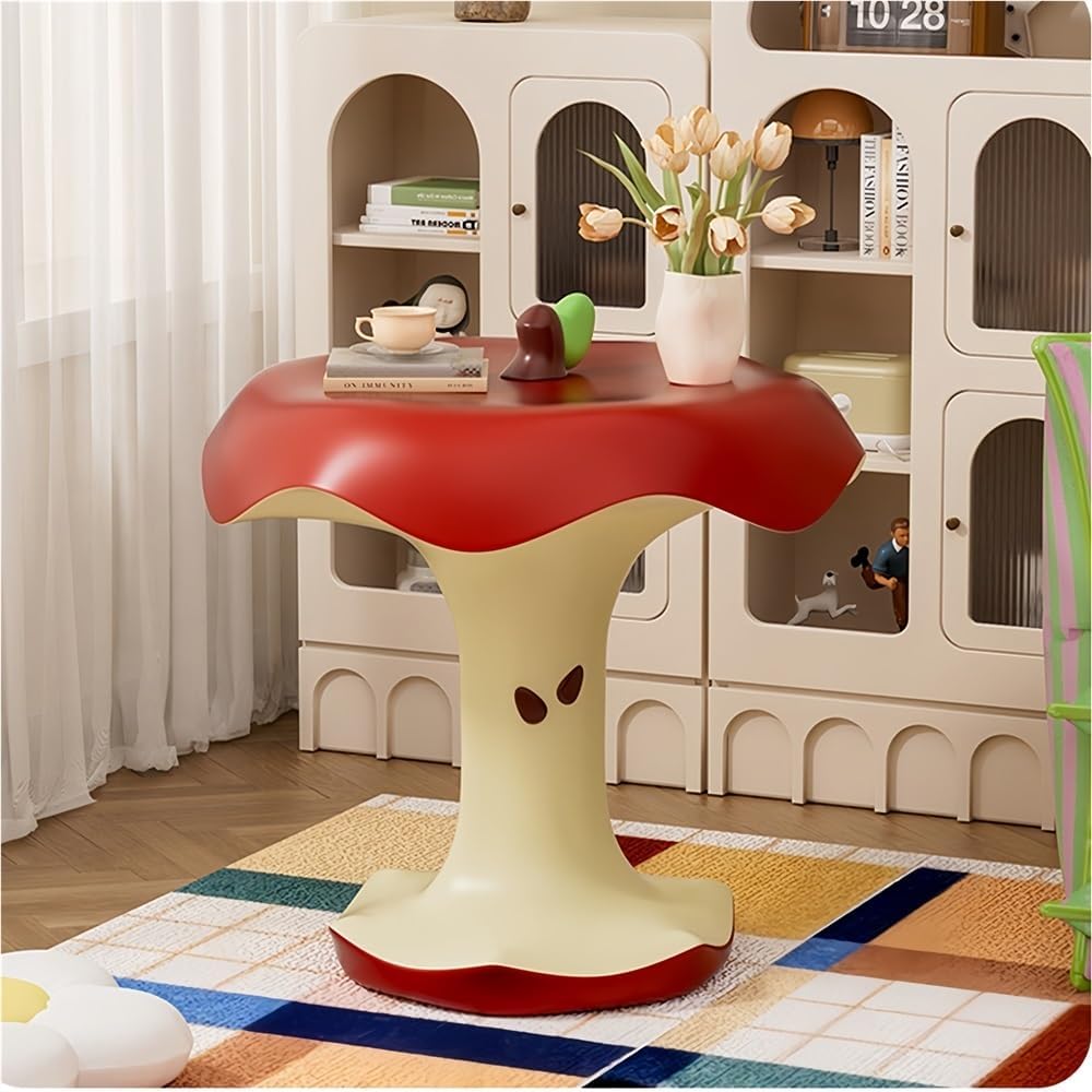 Cute Apple-Shaped Accent Table, Resin Fruit-Shape Side Tables, Creative Small End Table Living Room, Sofa, or Reading Corner
