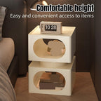 Modern Metal Square Nightstand 2-Tier Open Storage Small Bedside Table Sofa End Table for Living Room & Office Heavy Duty