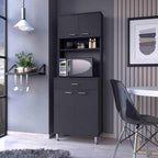 lapday Bay Area Pantry with 2 Door Cabinets, 1 Drawer, 4 Adjustable Metal Legs, for Living Room,Dining Room(13.90"×23.60"×66.50"). (Black)