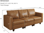 EASE MOOSE Modular Sectional Loveseat Sofa Couch with Storage Seats, 2 Seat Faux Leather Convertible Modular Sofa Love Seats for Small Spaces，Brown