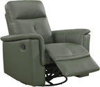 Lexicon Swivel Glider Recliner Chair, Comfy Nursery Glider, Top Grain Leather Match Recliner, Manual Reclining Chair for Living Room/Office/Apartment, Green