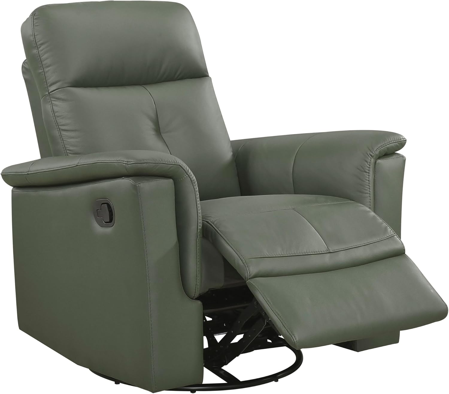 Lexicon Swivel Glider Recliner Chair, Comfy Nursery Glider, Top Grain Leather Match Recliner, Manual Reclining Chair for Living Room/Office/Apartment, Green