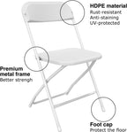 10 Pack White Folding Chairs, Portable Party Chairs, Plastic Folding Chair,Stackable Commercial Seats with Steel Frame for Office Wedding Party Patio Dinning Events, 350lbs Capacity