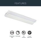 Kichler 4U Series 22" 120V LED Under Cabinet Light in White, 3000K, (22" L x 4.5" W x 1"H), 4U30K22WHT