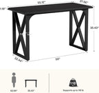 Tribesigns 55-Inch Bar Table, Industrial Counter Height Table with Sturdy Metal X-Frame Legs, Rectangular High Top Pub Table for Small Spaces, Dining Room, Kitchen, Home Bar (Black)