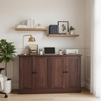 holzart Rustic Brown Buffet Cabinet with Storage, 49" Farmhouse Kitchen Sideboard with 4 Doors, Industrial Coffee Bar Cabinet & Console Table for Dining Room, Living Room
