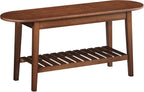 HOOBRO Dining Bench, 2-Tier Bamboo Farmhouse Entryway Bench, Indoor Storage Wooden Bench for Living Room, Dining Room, Hallway, Bedroom, Entryway, Bathroom, Brown BR06CD01