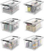 WYT Clear Storage Latch Bins, 6-Pack Storage Organizer Box with Handle and Lids, 5-Litre