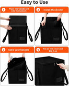 Qozary 2 Pack Clothes Hanger Organizer Bag-Rigid Hanger Storage Containers with Lid for Dustproof, Large Hanger Holder, Hanger Caddy Organizer Box with Handle-Keep Hangers Separate