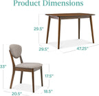 Best Choice Products 5-Piece Dining Set, Compact Mid-Century Modern Table & Chair Set for Home, Apartment w/ 4 Chairs, Padded Seats & Backrests, Wooden Frame - Walnut/Light Gray