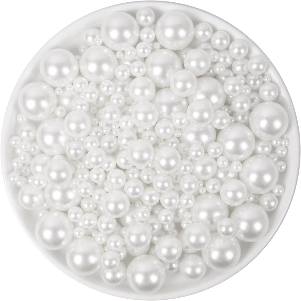 1300PCS Pearls for Crafting,White Pearl Beads with No Hole,Vase Filler Fake Pearls, Artificial Plastic Pearl Beads for Table Scatters, Wedding Party,Decoration