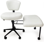 Ergonomic Cross Legged Office Chair with Wheels, Meditation Chair, Ultimate ADHD Desk Chair with Lumbar Support for Active Sitting, Modern Criss Cross Kneeling Chair for Home & Office PU&White