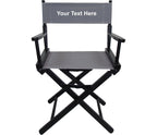 TLT 18" Table Height Folding Director’s Chair – Black Frame – Personalized/Imprinting – Contemporary Style - Grey Canvas