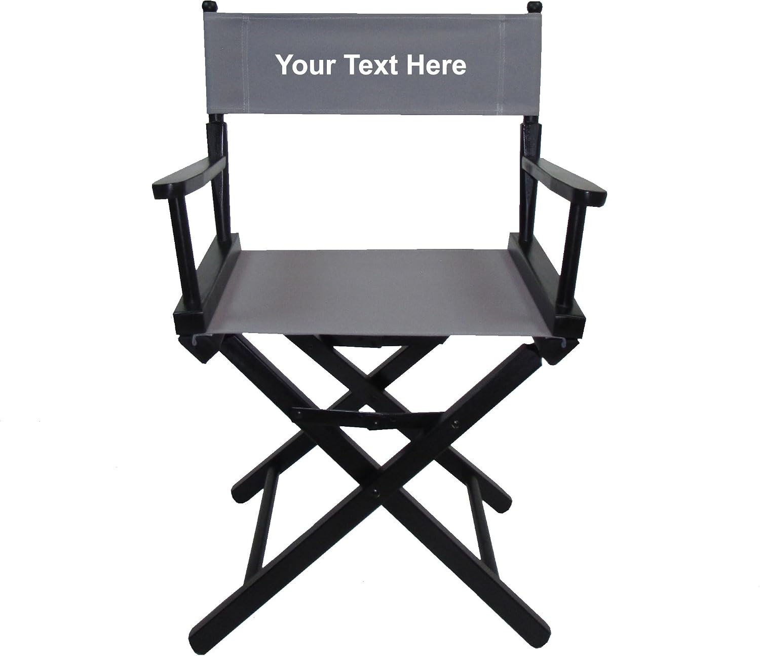 TLT 18" Table Height Folding Director’s Chair – Black Frame – Personalized/Imprinting – Contemporary Style - Grey Canvas