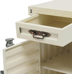Industrial Wind Bedside Table, Container Style Locker Wrought, Iron Container Side Table with Metal Combination Lock for Living Room, Bar, Office (Creamy White, 12.6 x 12.6 x 19.69in)