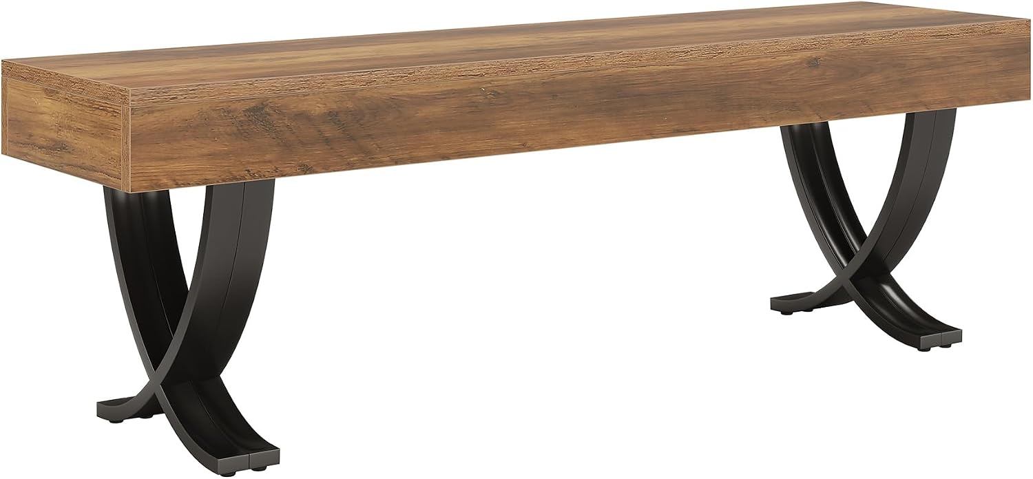 Tribesigns Entryway Shoe Bench, 55-Inch Wooden Shoe Bench with Metal X-Shaped Legs, Industrial Long End of Bed Stool with Seating for Bedroom, Living Room, Hallway, Porch