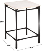 SAFAVIEH Furniture - Nadezhda Accent Table - White & Black - Marble Top Metal Side Table - Square Top Modern Design - Fully Assembled - Ideal for Living Room, Bedroom, 16"W x 16"D x 24"H (ACC3756A)
