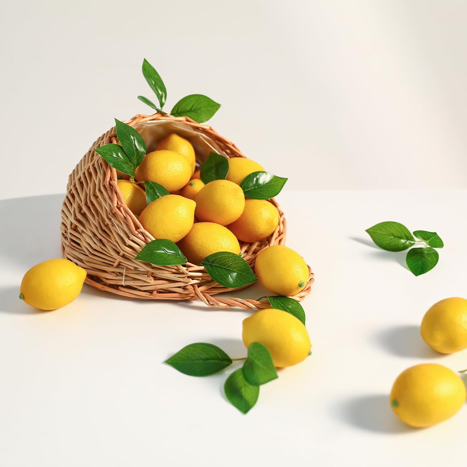 dallisten 12PCS Artificial Lemons – Lifelike Fake Yellow Lemons for Kitchen Decor, Fruit Bowl, Lemonade Party, Photo Props & Summer Table Decorations – Realistic Faux Fruit for Home & Events