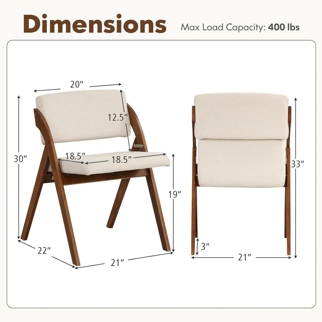 Byroce Folding Dining Chairs Set of 2, Non-Assembly Wood Kitchen Chairs with Upholstered Seat & Backrest, Portable Farmhouse Accent Furniture for Party, Wedding, Home Office, Walnut (1)