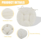 idee-home Round Chair Cushions Set of 2, Round Stool Seat Cushion 16 inch, Circle Chair Pads Corduroy with Ties Indoor Barstool Pads for Kitchen, Beige