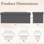 30 inch Storage Ottoman Bench, 30 inch Folding Storage Bench Ottoman, for Bedroom, Living Room, and Utility Room, Grey (30'' W)