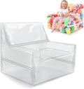 25-inch Clear Bean Bag Chair Cover (No Filler) for Stuffed Animal Storage, 3 Hidden Zippers Toy Organizer, Transparent Material, Plush Storage Toys DIY