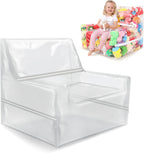 25-inch Clear Bean Bag Chair Cover (No Filler) for Stuffed Animal Storage, 3 Hidden Zippers Toy Organizer, Transparent Material, Plush Storage Toys DIY