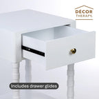 Decor Therapy Sterling Modern Side Table with Storage Drawer, Lower Shelf, Contemporary Legs End Table for Living Room, White