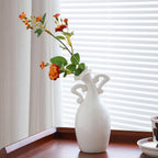 Vase with Attitude, White Ceramic Small Neck Vases, Novel and Lovely Unique Shape Vase, 7inch Modern Home Decoration Vases, Can Be Used As A Decoration for Dining Table Bookcase and Desk