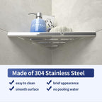 8‘’ Corner Shower Shelf 2PCS, 304 Stainless Steel Recessed Bathroom Shelves for Tiled Wall (Polished, 8'')