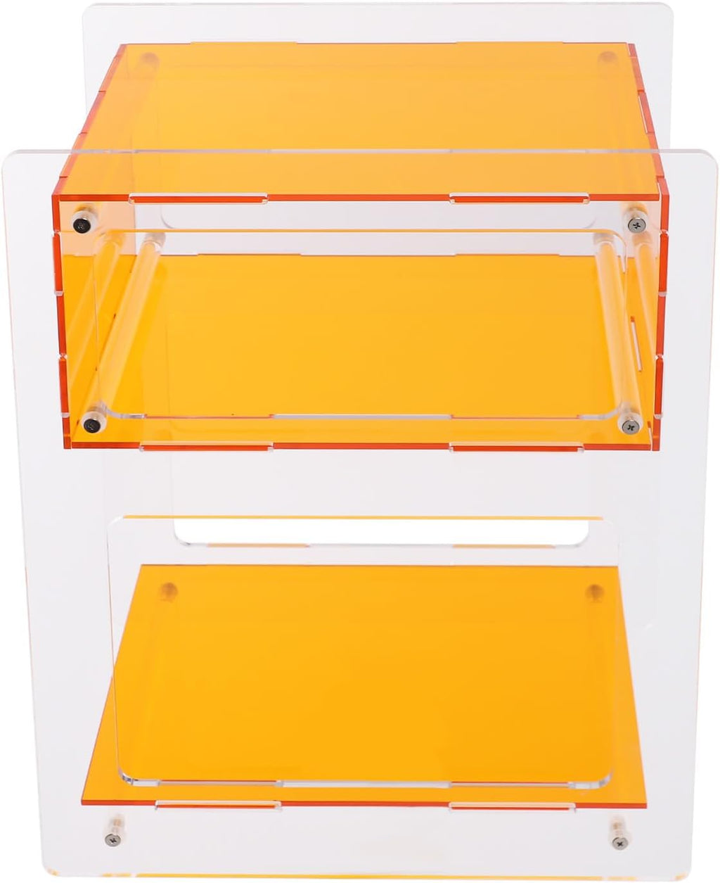 Acrylic Side Table for Living Room, Acrylic Nightstand for Bedroom, Sturdy Coffee Table Accent Furniture for Home, Apartment, Teens & Adults (Orange)