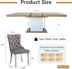 78.7" Farmhouse Extendable Dining Room Table Set for 8, 9-Piece Rectangle Kitchen Dining Table Set with Wood Base and 8 Grey Velvet Dining Chair, Extending Kitchen & Dining Table Set