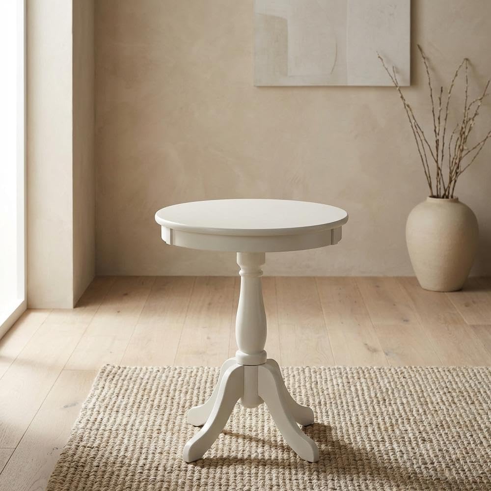 Furnifact White, Accent Side Table, Wood Engineered Wood Construction, Durable Home Design, Warm Stylish Finish, Quality Build for Home