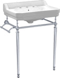 Whitehaus Collection WHV024-L33-3H-C Victorian Style Bath Console Sink with Interchangeable Towel Bar and Backsplash