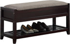 End of Bed Wood Bench for Bedroom, Mid Century Retro Upholstered 35.4'' Wooden Storage Shoe Bench Ottoman for Entryway, Hallway, Bedroom.