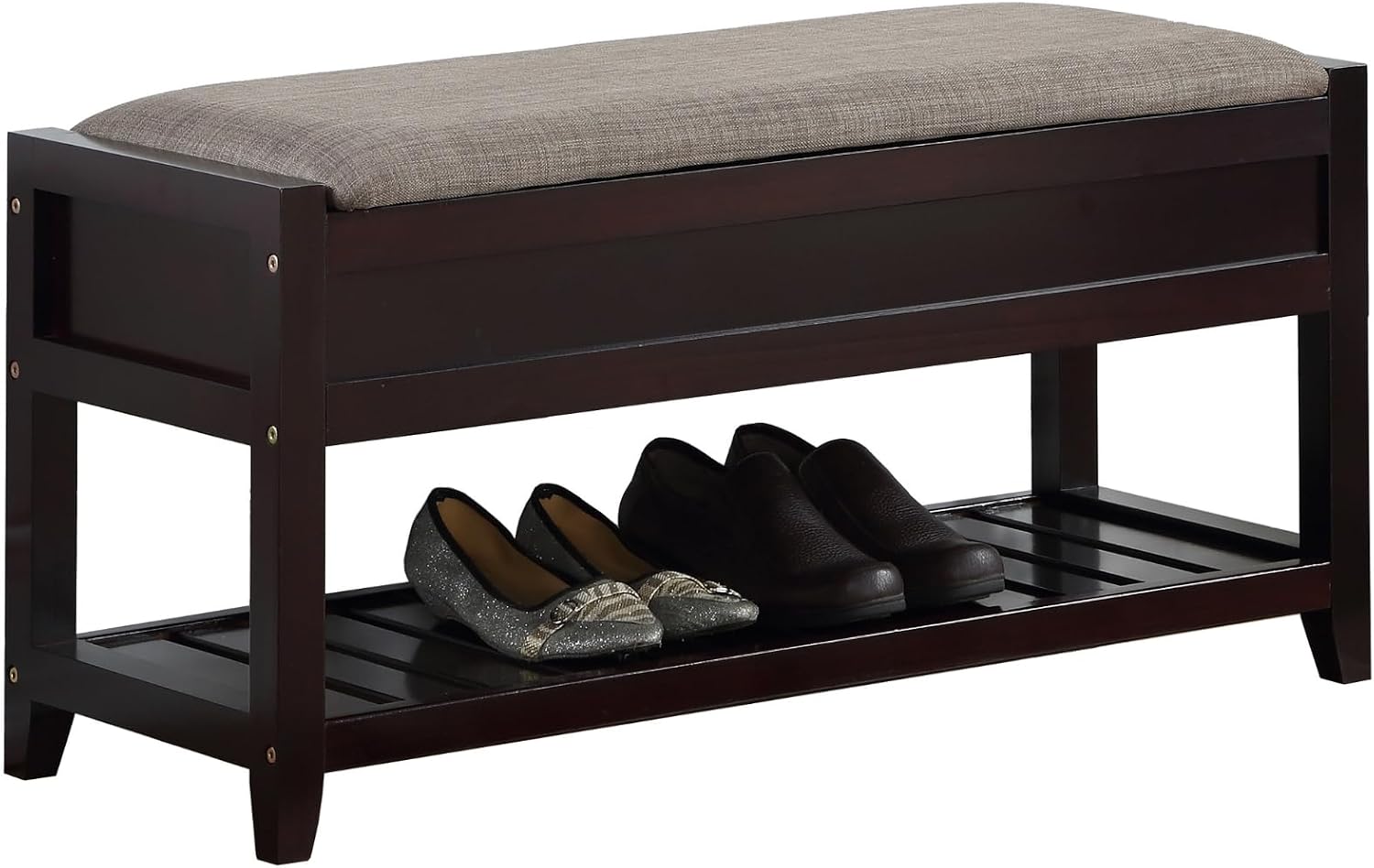 End of Bed Wood Bench for Bedroom, Mid Century Retro Upholstered 35.4'' Wooden Storage Shoe Bench Ottoman for Entryway, Hallway, Bedroom.