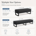 Waiting Room Bench, Faux Leather Upholstered Bench Seat with High-Density Foam, Rounded Corners and Metal Frame, Reception Lobby Furniture for Office, Salon, Barbershop(Black,17 * 59 * 17in)