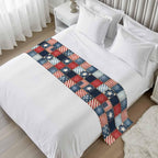 4th of July Bed Runner Stars Stripes Patchwork Bedding Scarves Soft Decorative Bed Flag Retro Checkered Grid Bed Runners for King Size Bed Home Hotel Bedroom Independence Day Decor 20x94 Inch