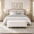 HomePop 46" Ellipse Storage Bench with Metal Legs - Cream Boucle