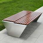Outdoor Bench, Stainless Steel Park Chair Plastic Wood Leisure Backrest Seat Sun Protection Long Garden Benches for Outdoors