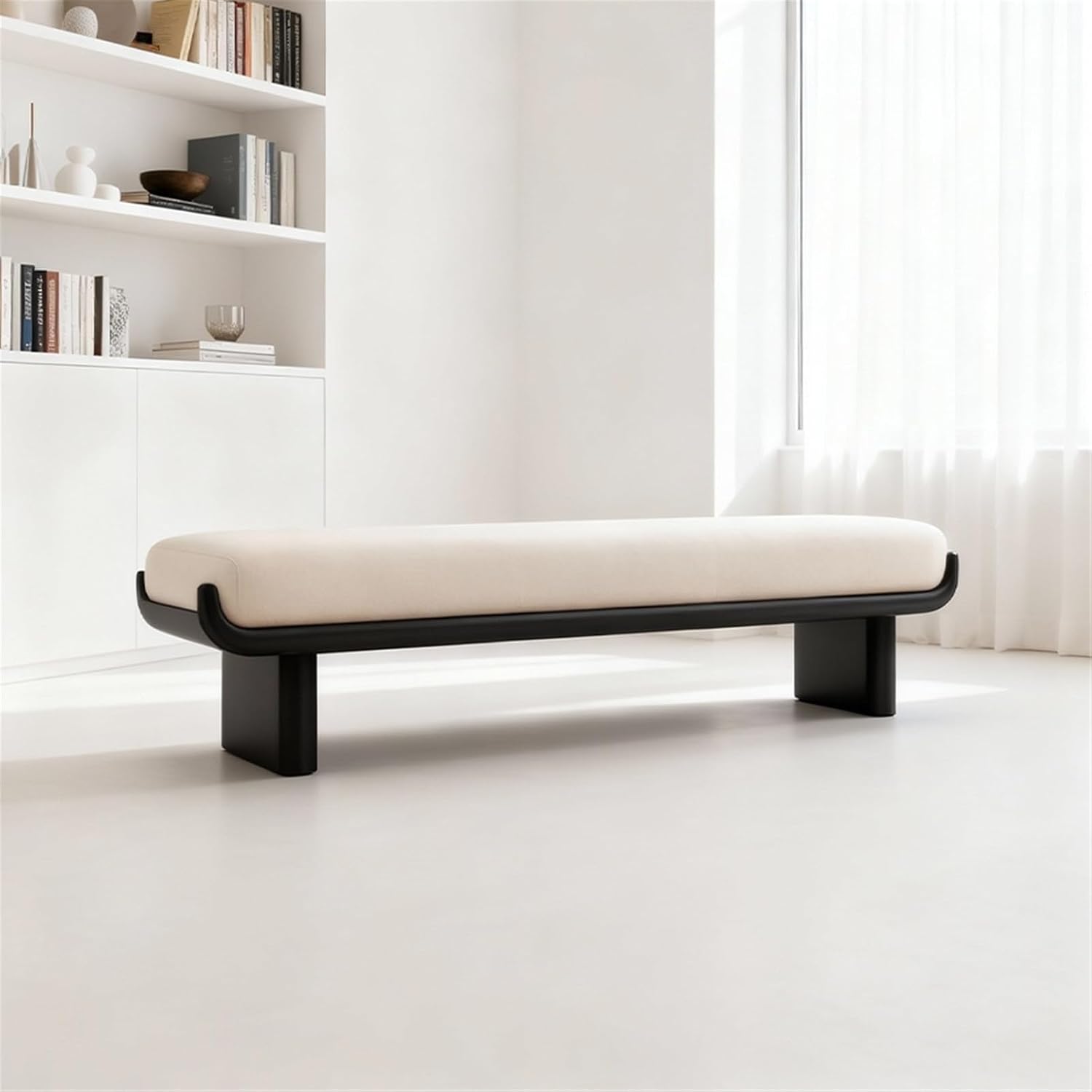 Modern Fabric Long Shoe Changing Bench for Walk-in Closet Living Room Home Use Bed end Entryway(XL)