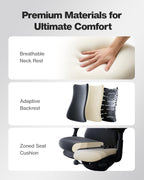 LiberNovo SE Dynamic Ergonomic Office Chair, Comfy Desk Chair with Manual Lumbar Adjustment, 105°-160° Five Lockable Recline Positions for Back Comfort, Home Office Long Hours Use, Obsidian, 48cm