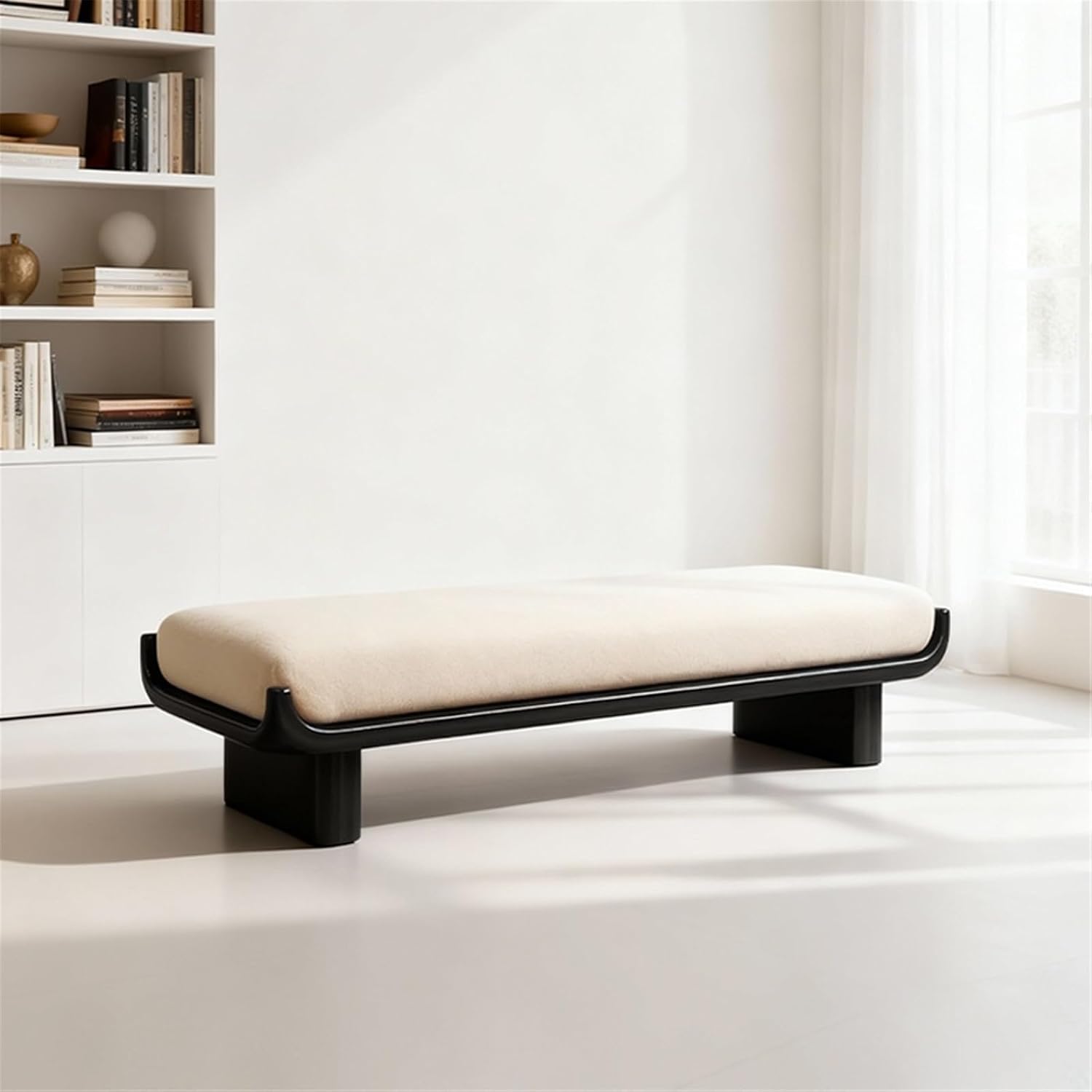 Modern Fabric Long Shoe Changing Bench for Walk-in Closet Living Room Home Use Bed end Entryway(Medium)