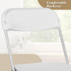 Athena Collection White Plastic Folding Chairs for Adults, 4 Pack, Portable Stackable Chair Indoor Outdoor Foldable Comfortable Sillas para Fiestas for Outside Commercial Event Party Supports 250 Lbs