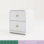 Storkcraft Next Santos 2-Drawer Nightstand, White with Natural | GREENGUARD Gold Certified, Pre-Installed Drawer Tracks for Easier Assembly, Nightstand Organizer for Kids Bedroom