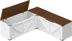 YATINEY L-Shaped Storage Bench, Storage Toy Chest with Hidden Compartments, Breakfast Nook Bench for Corner Spaces, Kitchen, Dining Room, Cloakroom, Walnut and White CW01WH