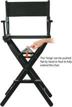 Tall Directors Chair Foldable 46'', Makeup Chair Black for Makeup Artist, 250lbs Capacity Solid Hardwood,Black