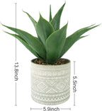 Artificial Potted Plants, 13.8" Artificial Succulent Fake Aloe, Large Faux Aloe Plant in Pot for Home Office Room Bedroom Kitchen Garden Decor (Grey)